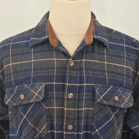 Field & Stream Other - Vintage Field & Stream Heavyweight Flannel Shirt Mens L Gray Plaid Double Pocket